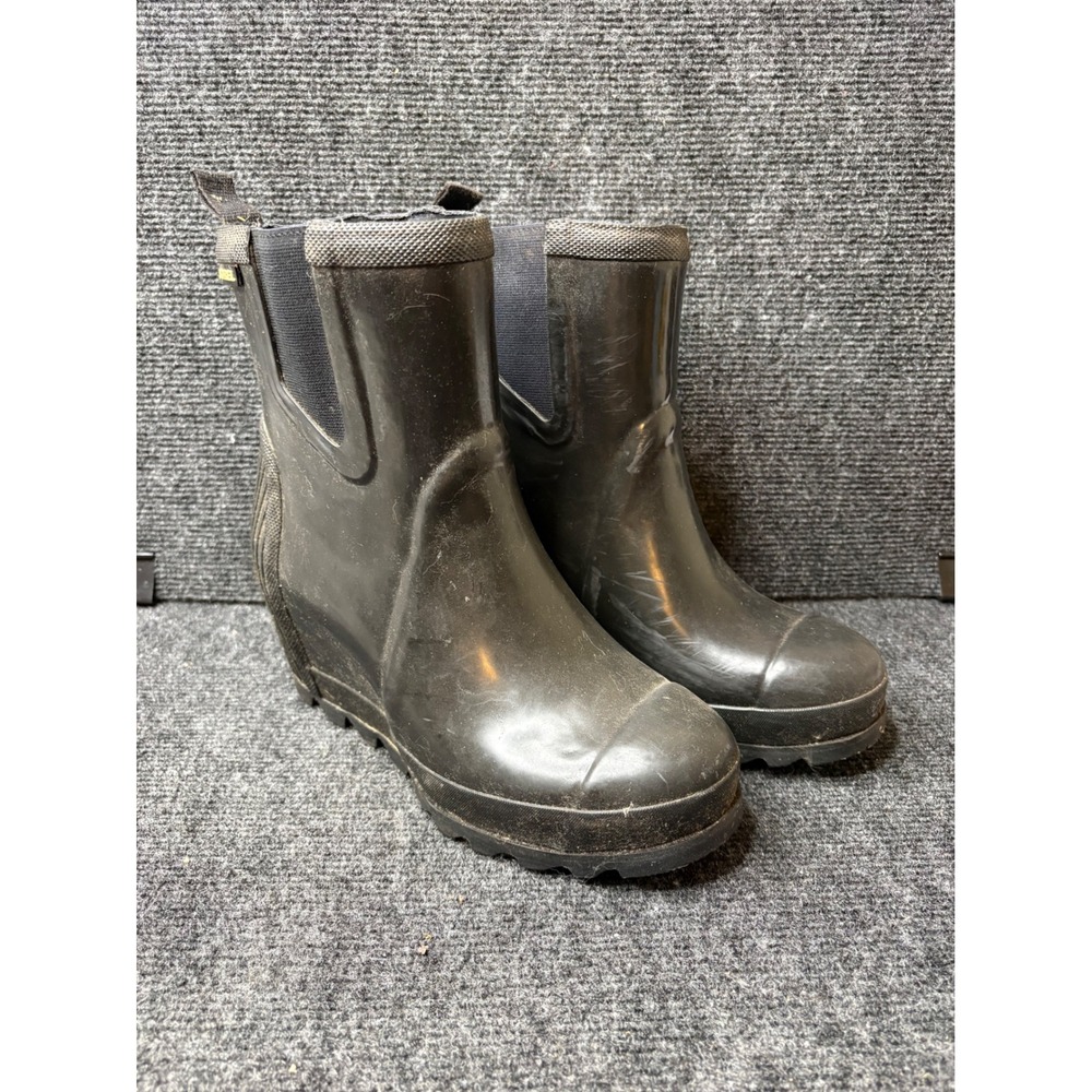 Sorel Joan of Arctic Wedge Rain Boot Black Rubber Waterproof NL2526-010 Wmns 8.5